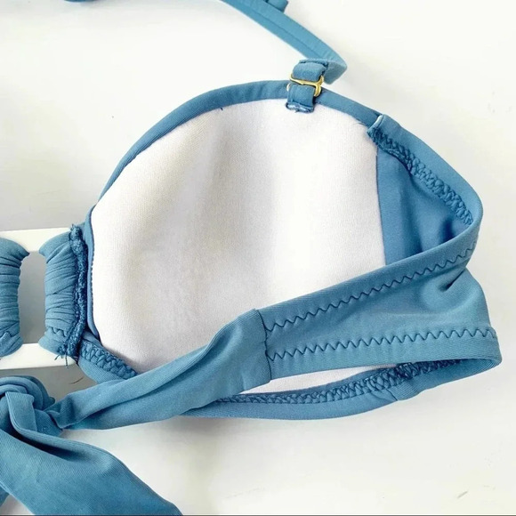 New HELEN JON Shell Bandeau Bikini Swim Top Slate Blue Size XS - Picture 5 of 10